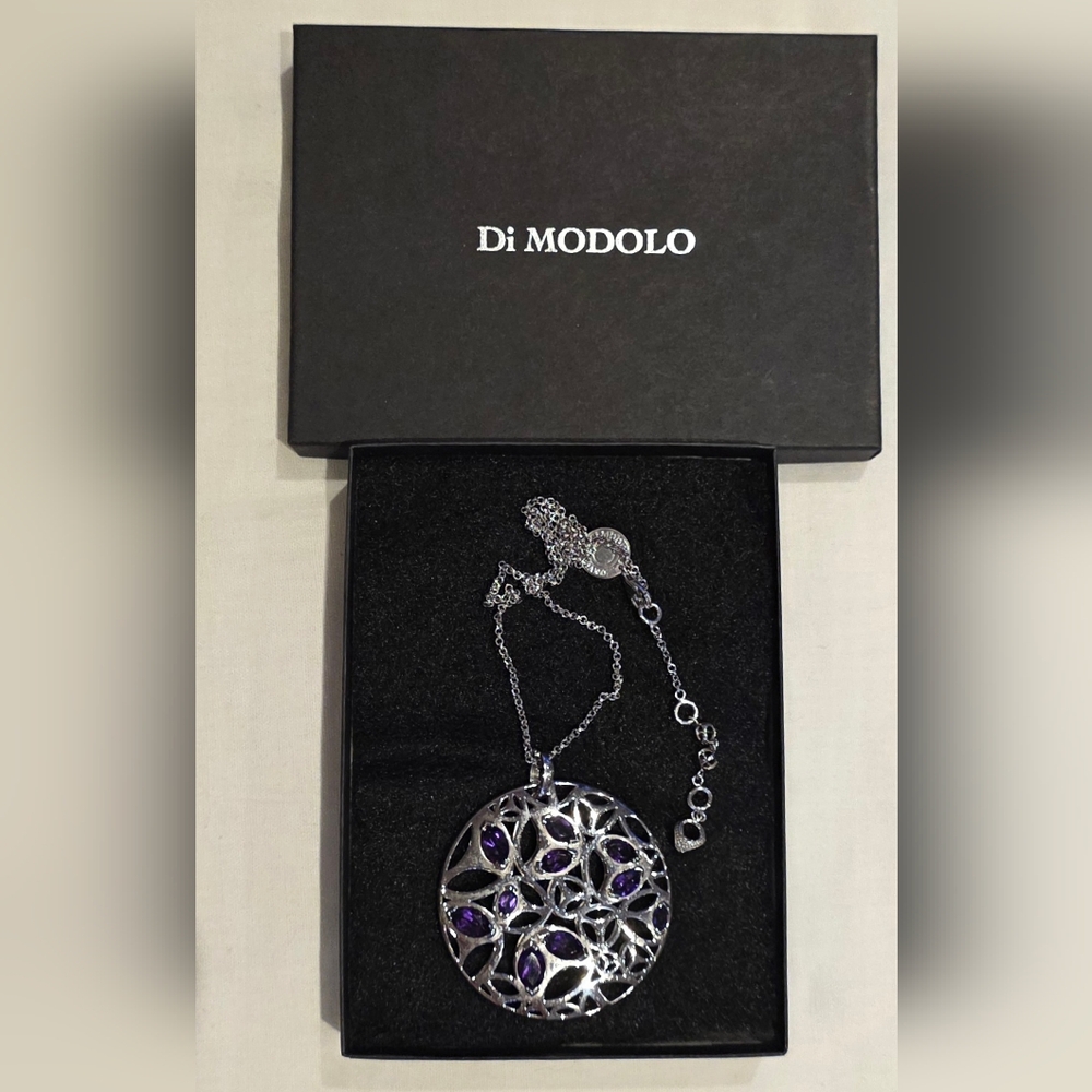 Di Modolo, Medallion Collection Amethyst Large Silver Pendant Necklace (NWOT)
